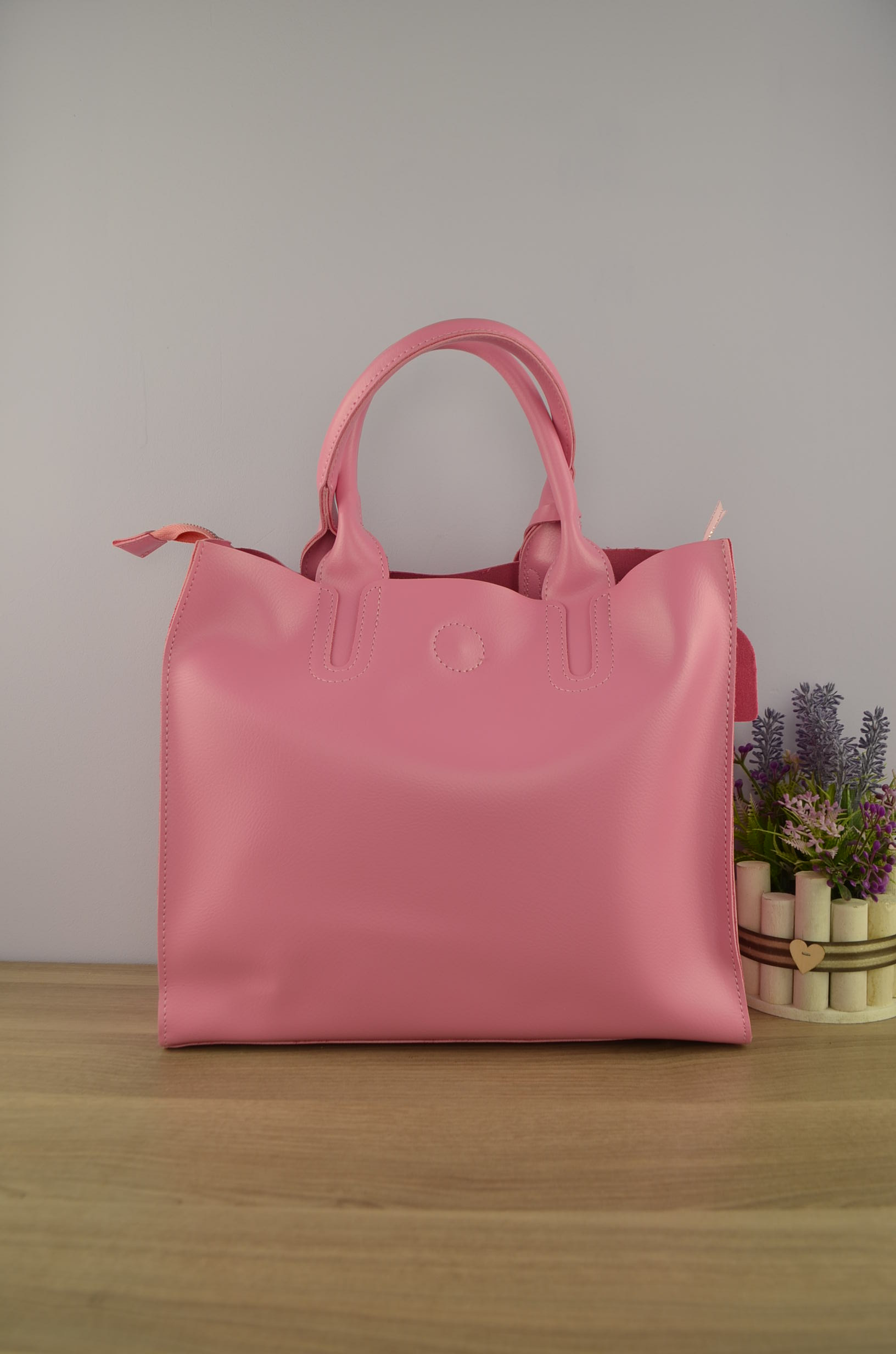 картинка Сумка женская шоппер с ручками розовая